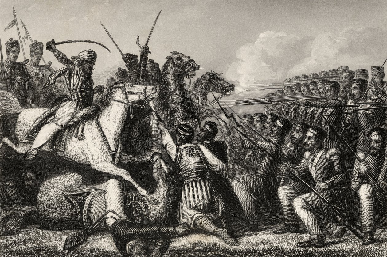 Mutineer Cavalry Attacking an Infantry Square at the Battle of Cawnpore in 1857, from 