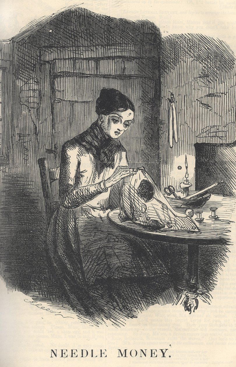Needle Money, illustration from Punch Magazine, December 1849 by English School