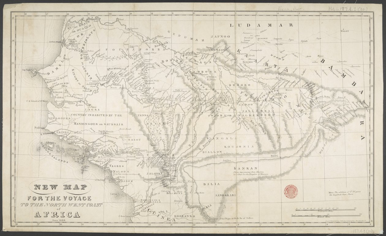 New Map for the voyage to the North West coast of Africa, Anno, drawn and printed by Dean & Munday by English School
