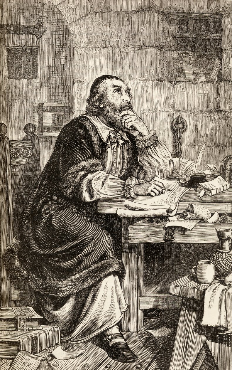 Nicholas Ridley writing letters in prison whilst awaiting his execution ...
