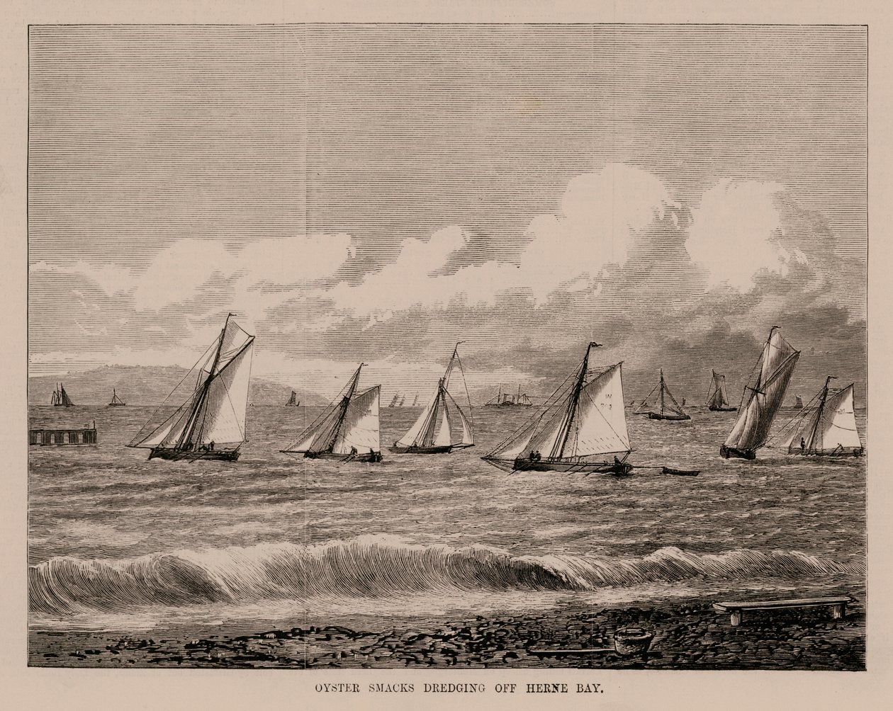 Oyster Smacks Dredging Off Herne Bay by English School