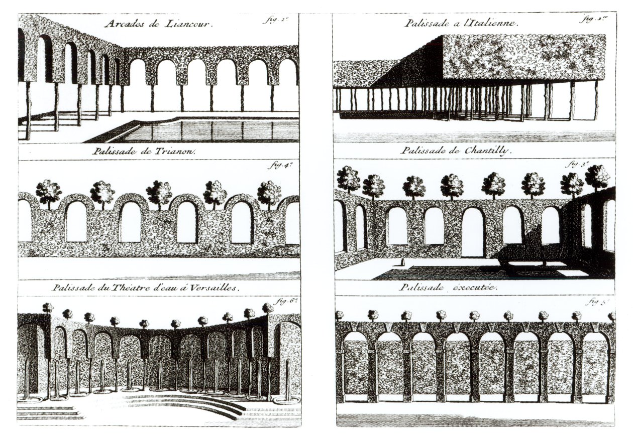 Palisade designs, from Theory and Practice of Gardening by English School