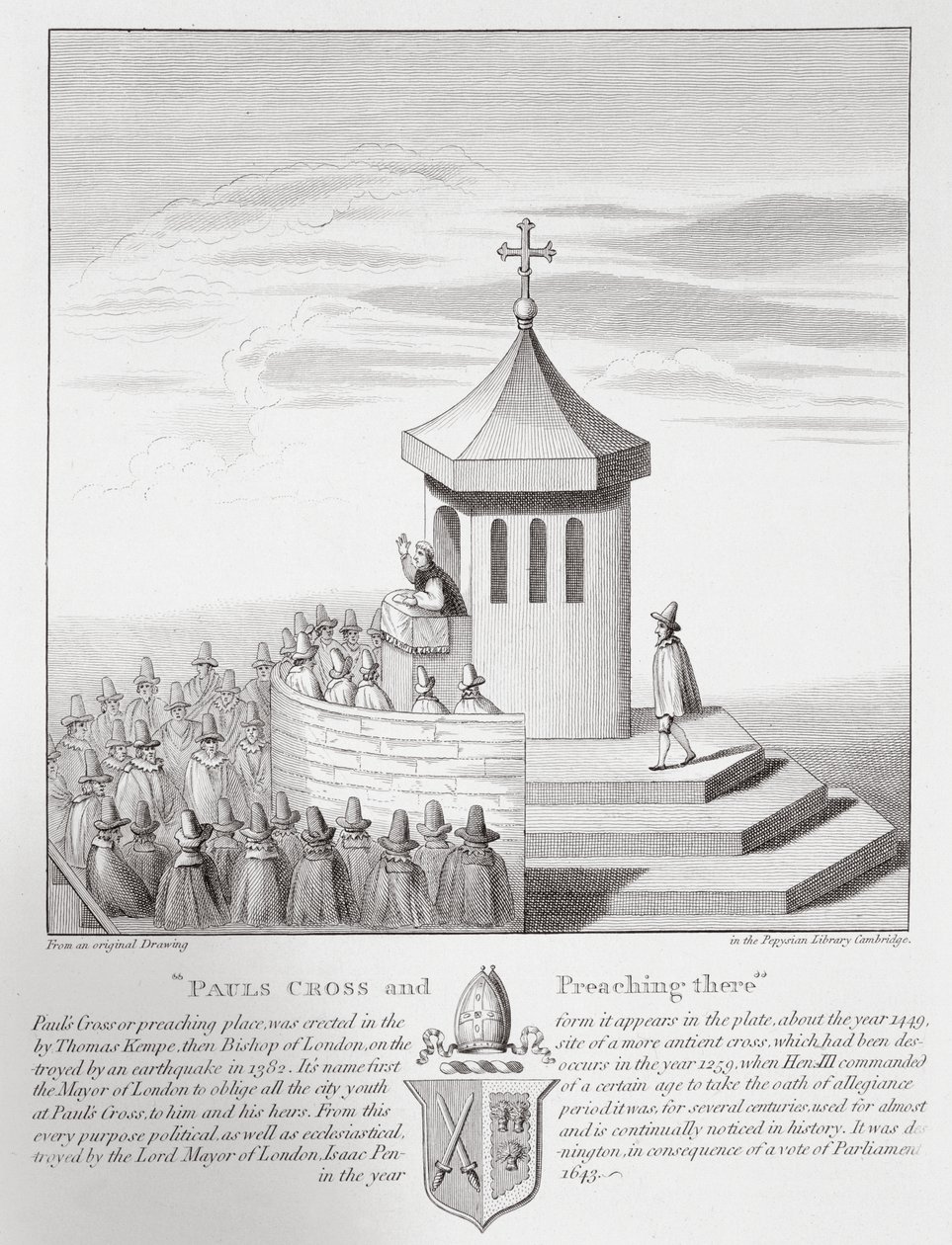 Pauls Cross and Preaching there, 1809 by English School