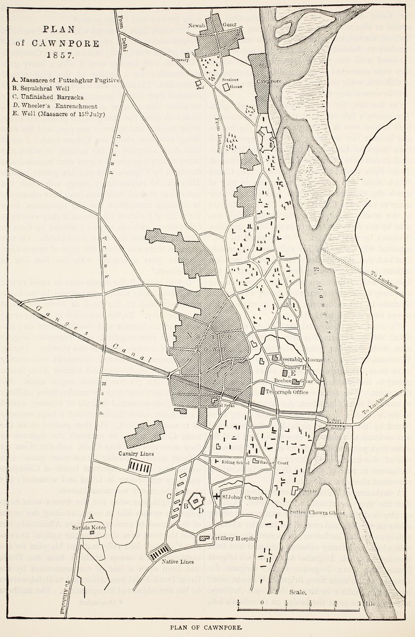 Plan of Cawnpore 1857, from Cassell