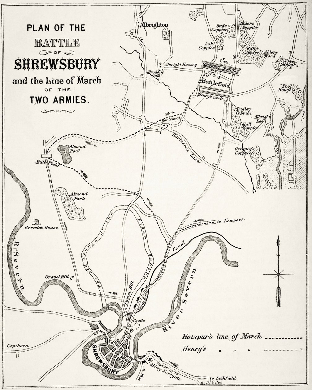 Plan of the Battle of Shrewsbury, July 21 1403, from 