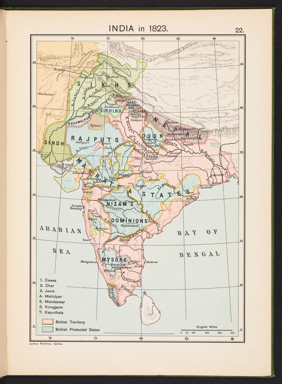 Plate from Historical Atlas of India by English School