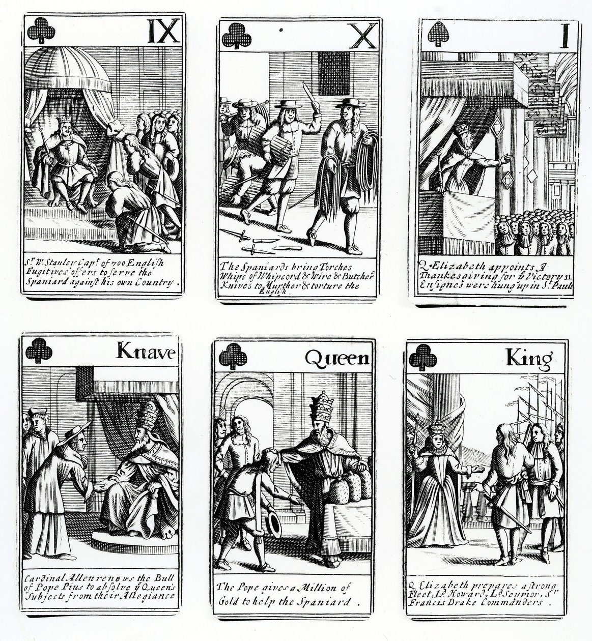 Playing Cards Depicting the Events from the Spanish Armada, 1699 by English School