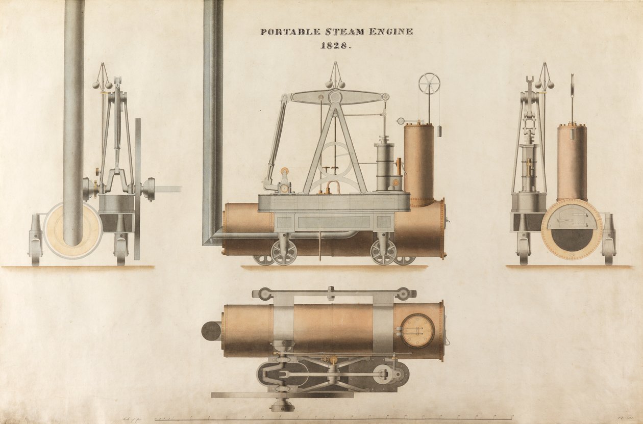 Portable steam engine, designed by Maudsley, Sons & Field, 1828 by English School