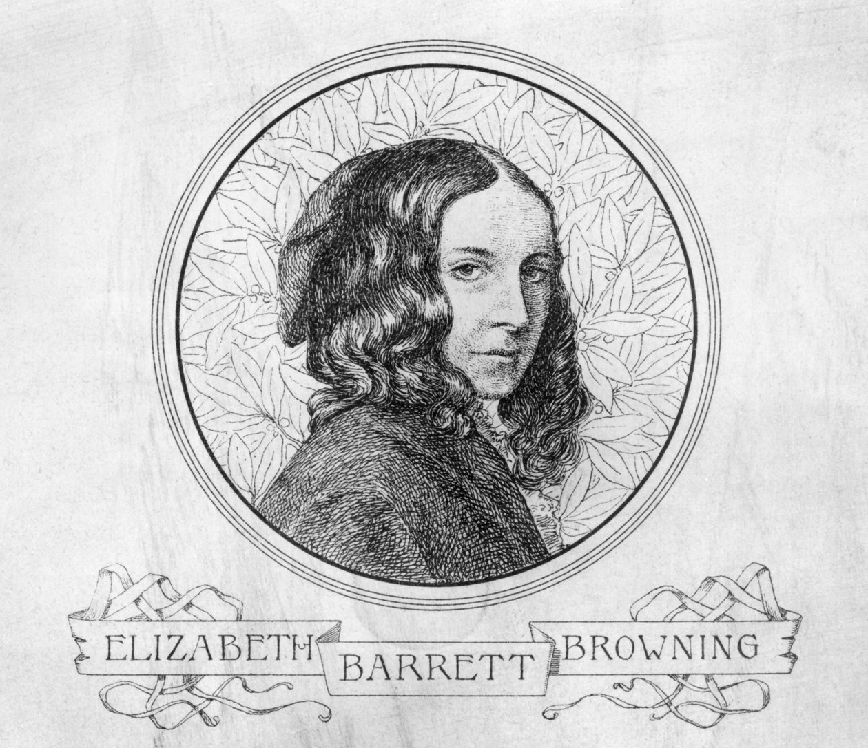 Portrait of Elizabeth Barrett Browning (1806-61) by English School