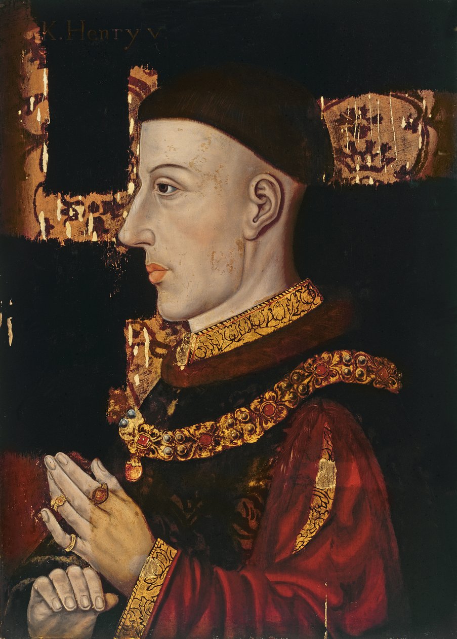 Portrait of Henry V (1387-1422) (during restoration) by English School