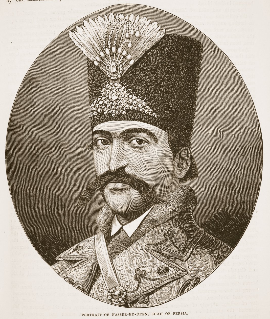 Portrait of Nasser-ed-Deen, Shah of Persia, illustration from Cassell