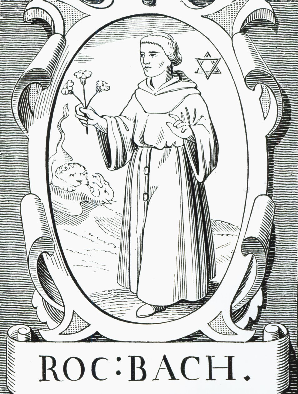 Portrait of Roger Bacon, illustration from Science and Literature in the Middle Ages and the Renaissance, written and engraved by Paul Lacroix, 1878 by English School