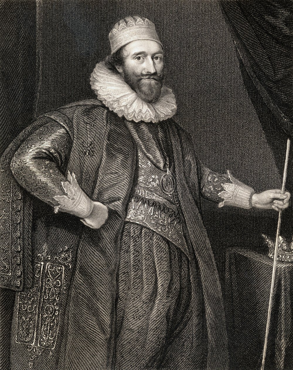 Portrait of Stuart Lodowick, 2nd Duke of Lennox and 1st Duke of Richmond, from Lodges British Portraits, 1823 by English School