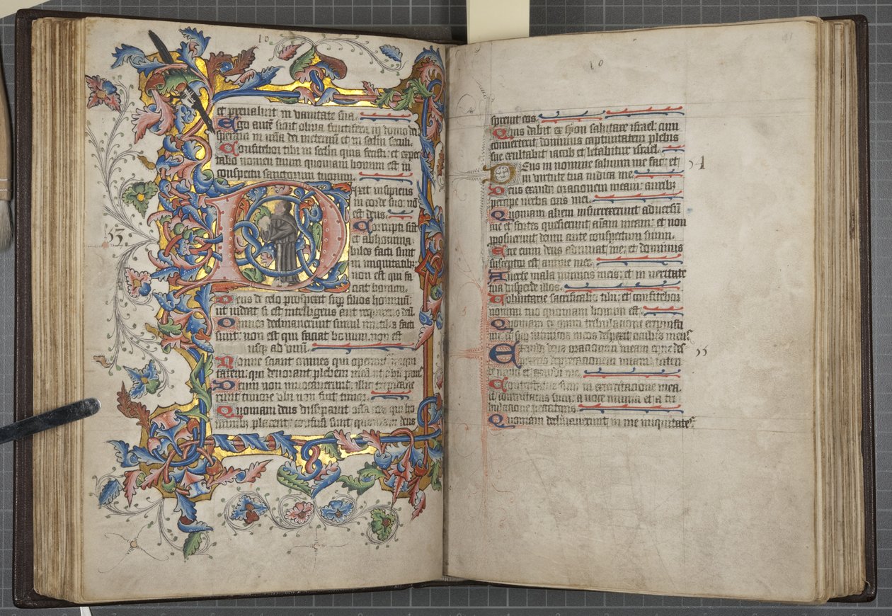 Psalter with Sarum Use Calendar, Fol 40 verso 41 recto, c.1425-75 by English School
