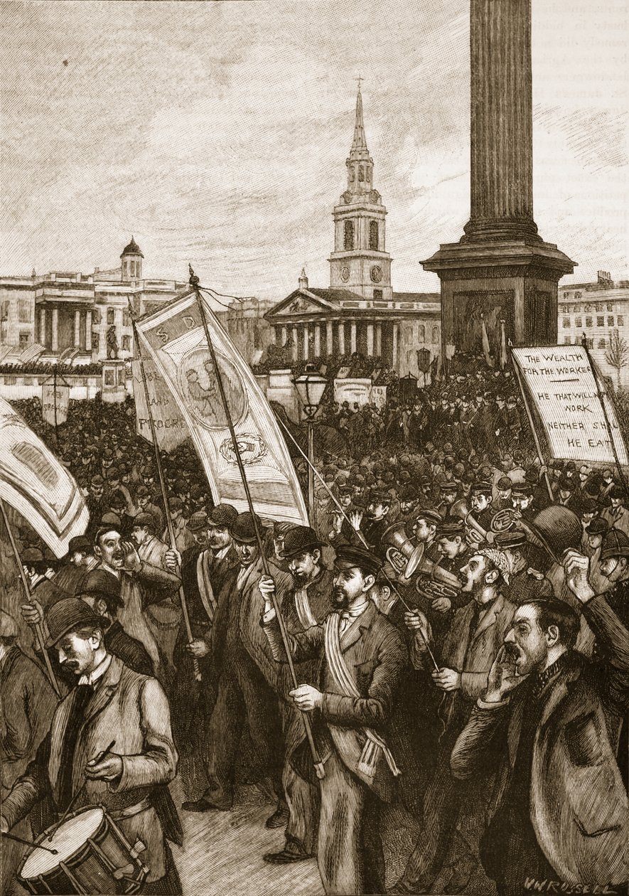 Public meeting in Trafalgar Square in commemoration of Bloody Sunday, 1892, illustration from Cassells Illustrated History of England by English School