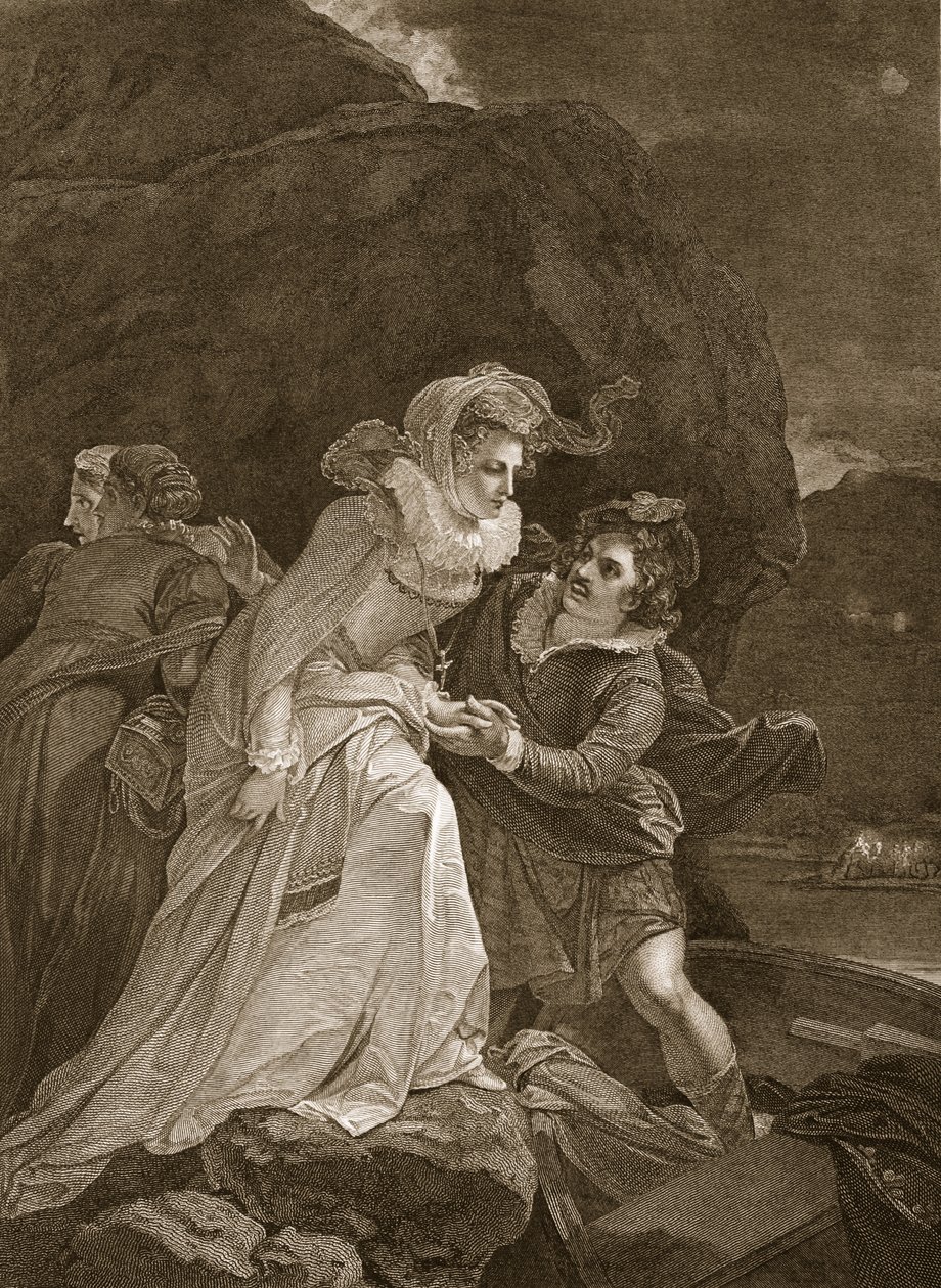 Queen Mary Escaping from Loch Leven Castle, Illustration from David Hume
