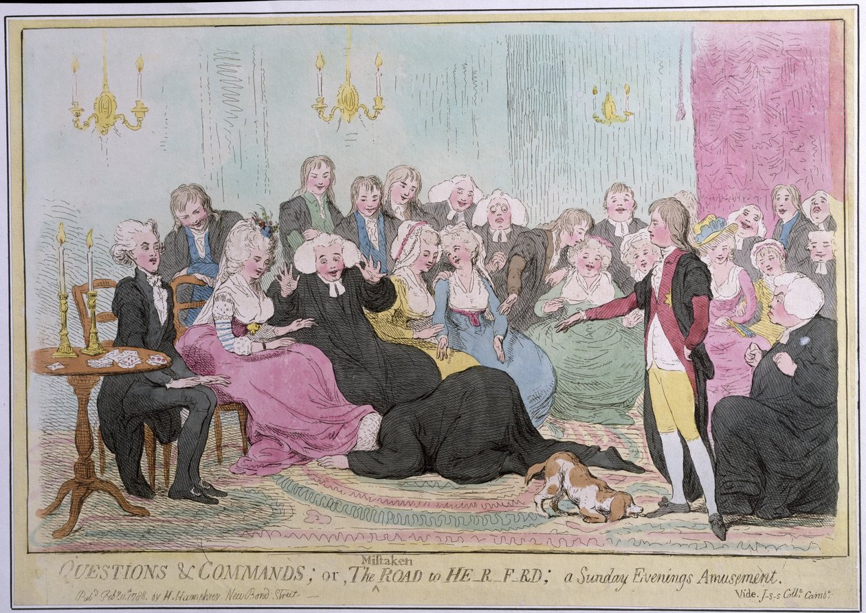 Questions and Commands, or The Mistaken Road to Hereford: a Sunday Evenings Amusement, published by Hannah Humphrey in 1788 by English School