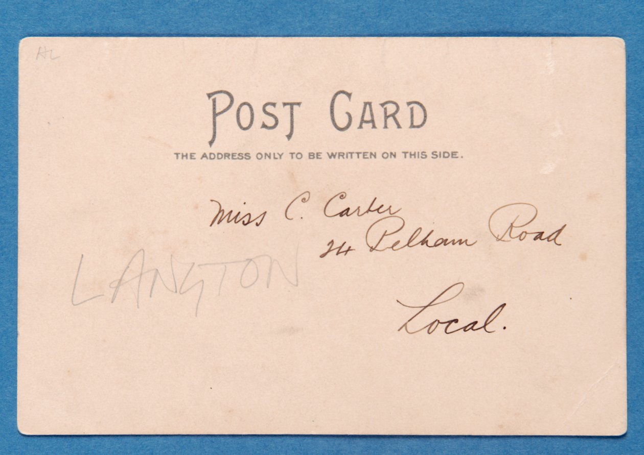 Reverse side of J.E. Doig (Sunderland) Saving a Goal postcard by English School