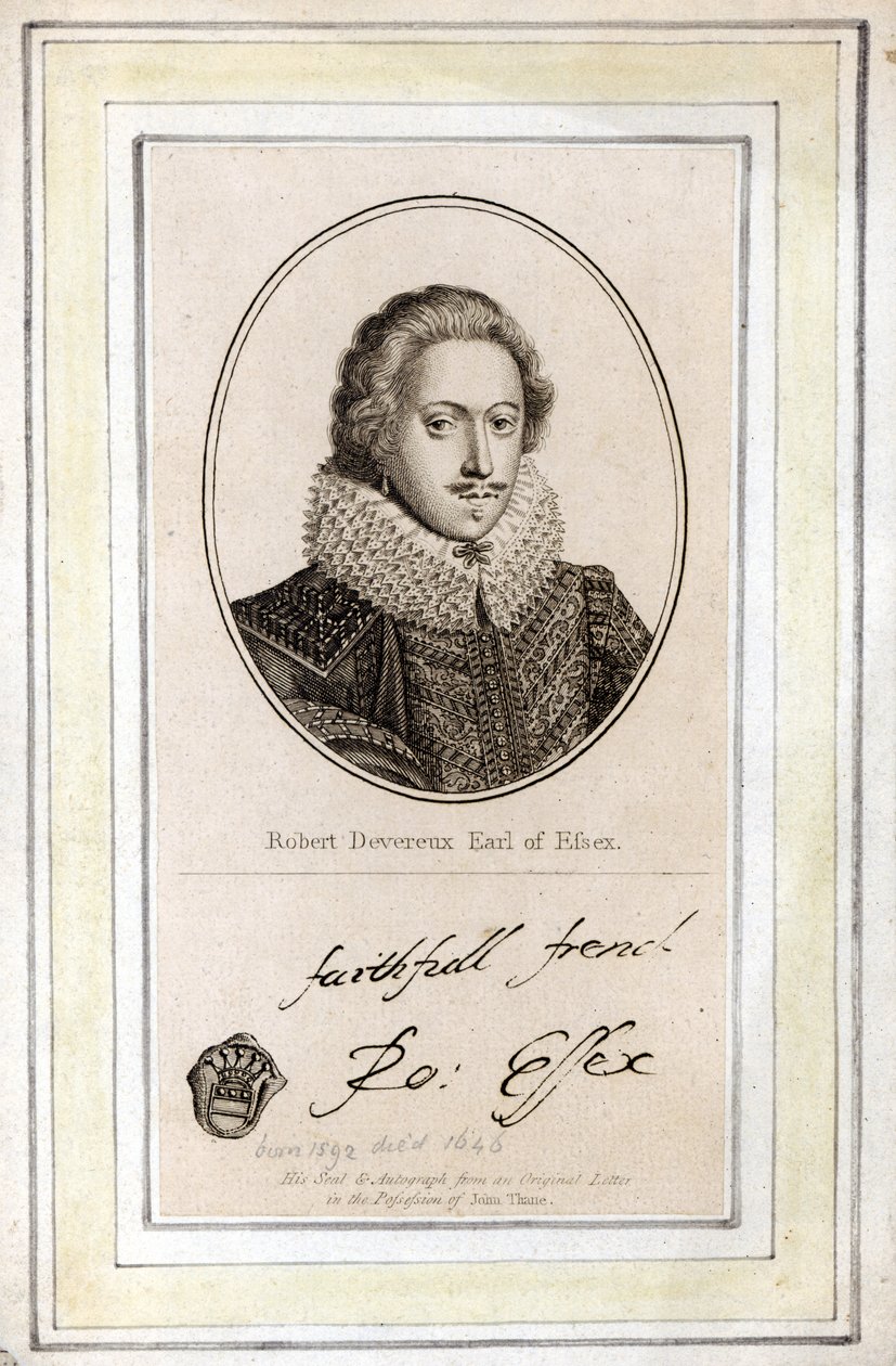 Robert Devereux, 3rd Earl of Essex, His Seal and Autograph by English School