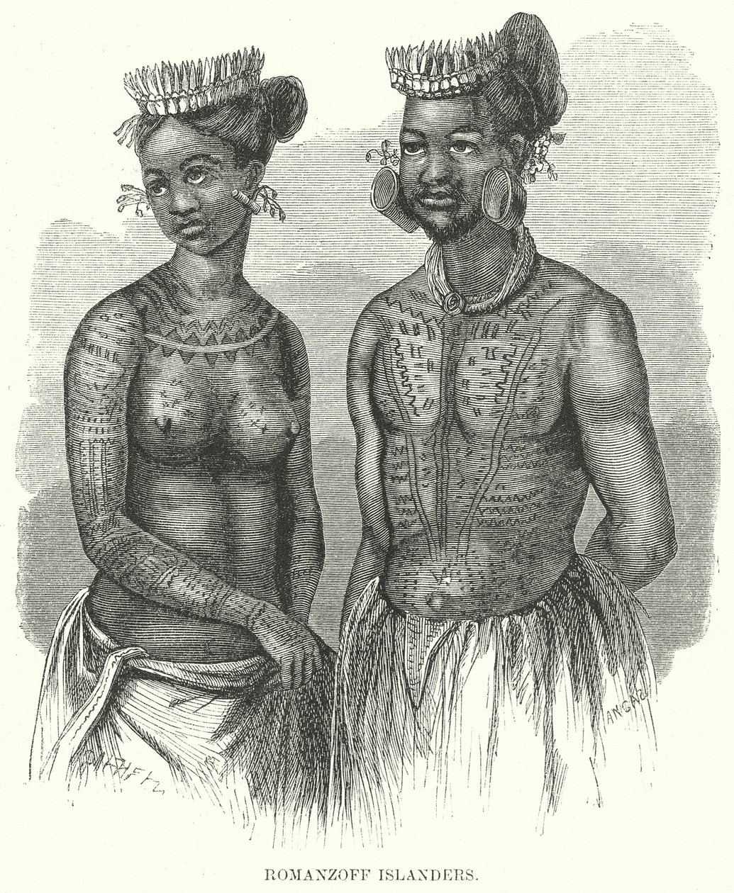 Romanzoff Islanders by English School