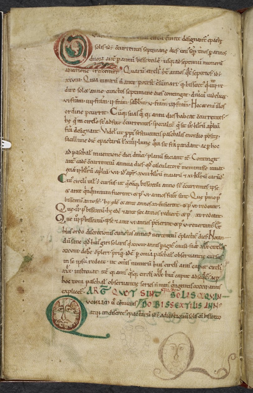 Human faces in initials, De temporum ratione, Bede the Venerable by English School