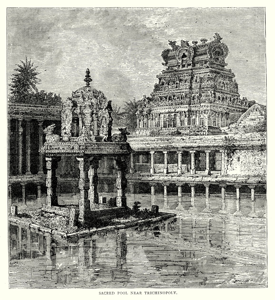 Sacred pool near Trichinopoly by English School