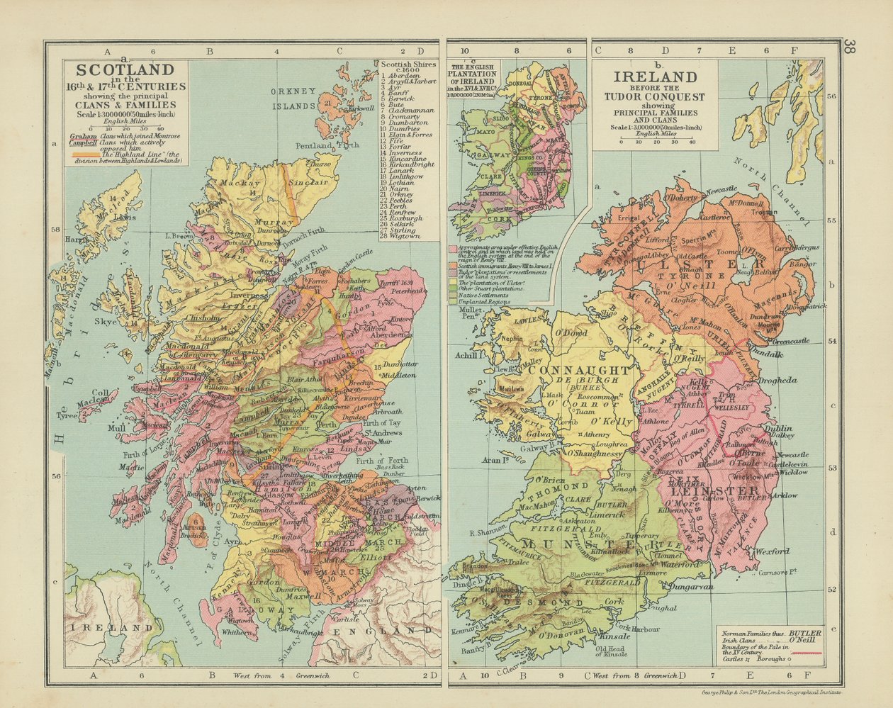 Scotland in the 16th & 17th Centuries Showing the Principal Clans & Families by English School