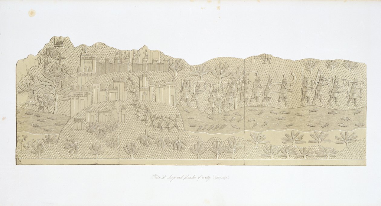 Siege and Plunder of a City, Koujunjik (plate 40) from Nineveh and its Remains by Austen Henry Layard published 1849 by English School