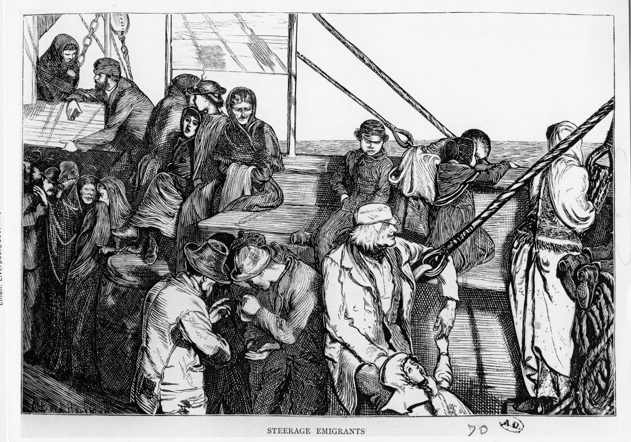 Steerage Emigrants on the deck of a passenger ship from Europe to the ...