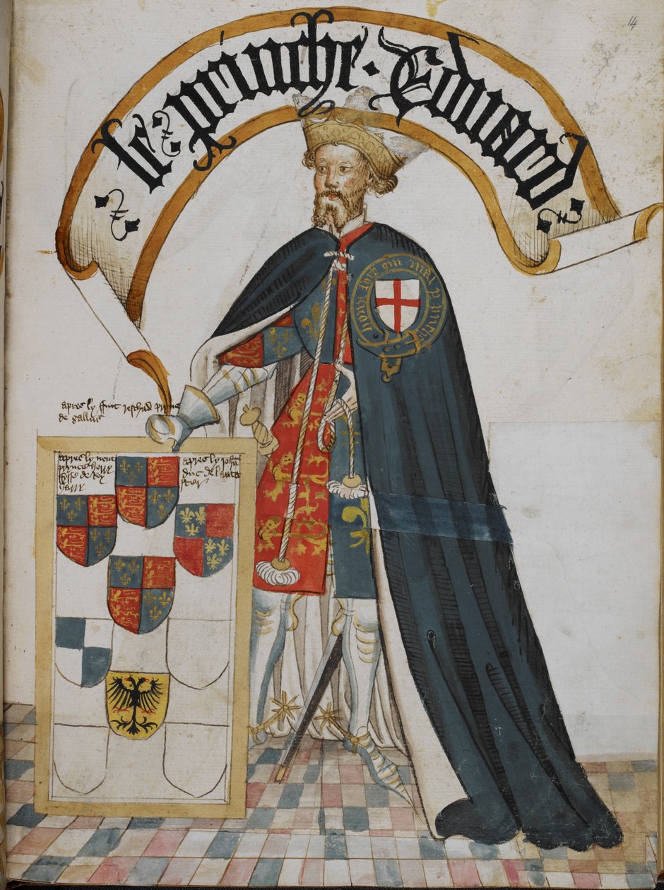 Portrait of Edward, Prince of Wales [the Black Prince], a Knight Founder of the Order of the Garter, from the 