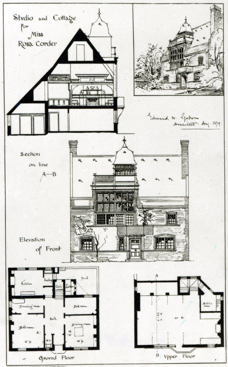 Studio and Cottage for Miss Rosa Corder, from The British Architect, 3rd October 1879 by English School