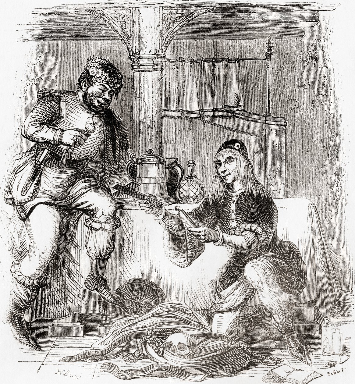 Sumpnour and Pardoner, from Old England: A Pictorial Museum, pub. 1847 by English School