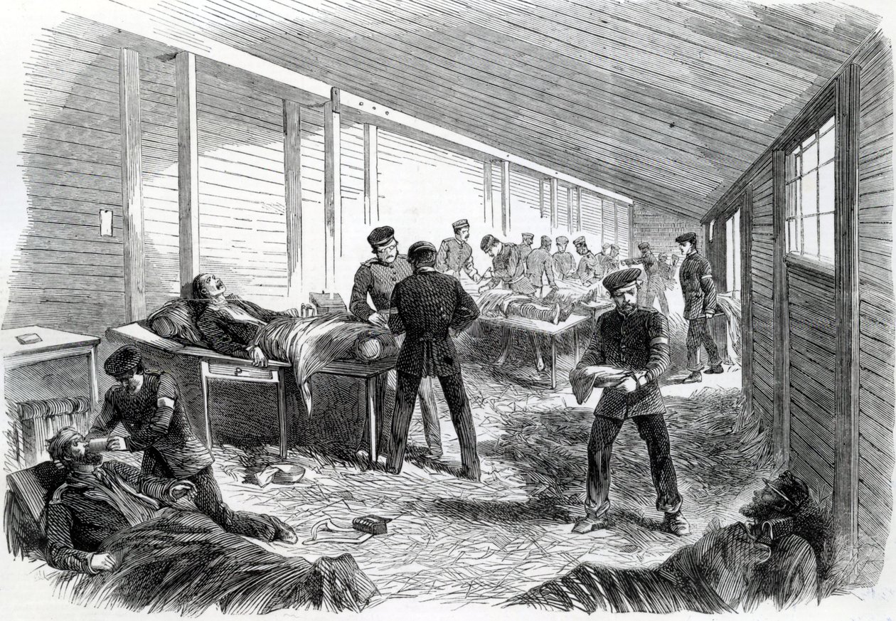 Temporary Field Hospital Behind the Second Prussian Parallel at Dueppel, 1864 by English School