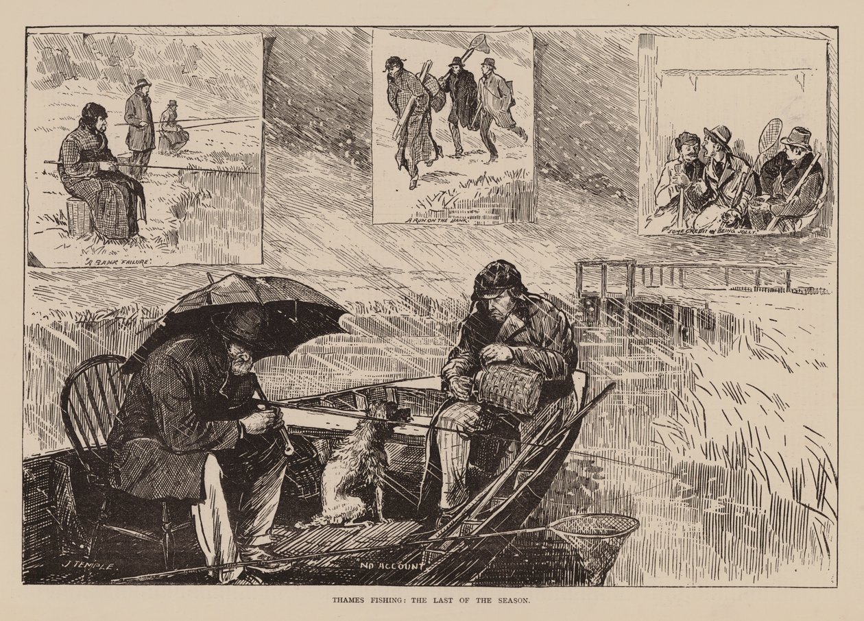 Thames Fishing, The Last of the Season by English School
