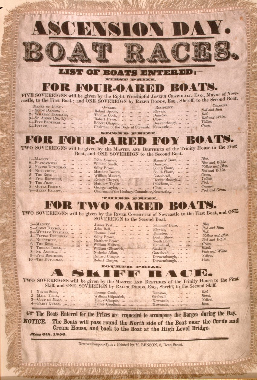 The Ascension Day Boat Race programme, 6th May 1850 by English School
