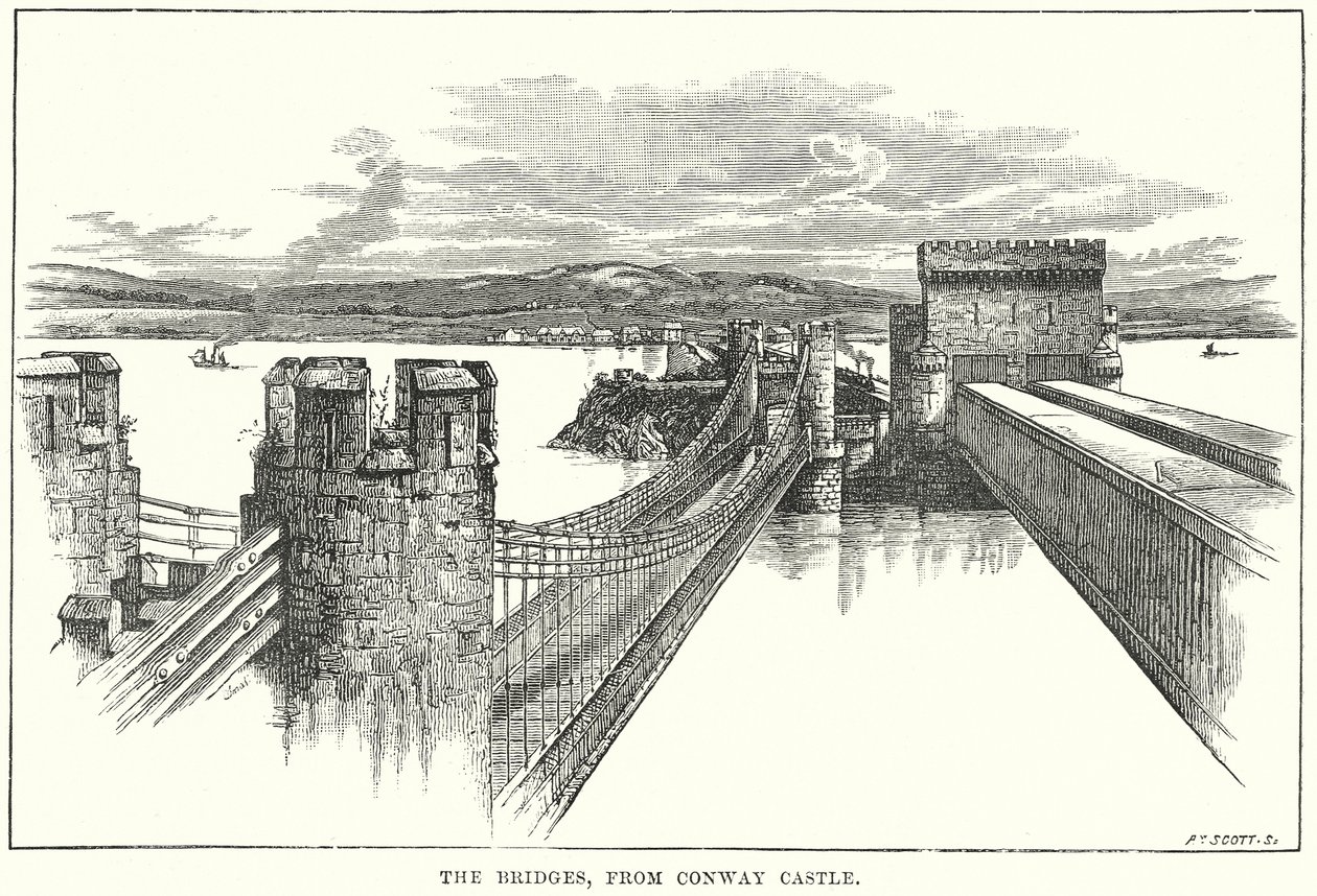 The Bridges, from Conway Castle by English School