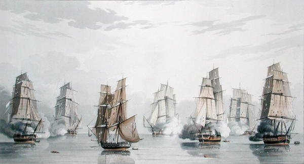 The British Squadron under the Command of Captain Charles Marsh Schomberg and the French Squadron under the Command of Commodore Roquebert, Becalmed Shortly after the Commencement of the Action off Madagascar, 20th May 1811 by English School