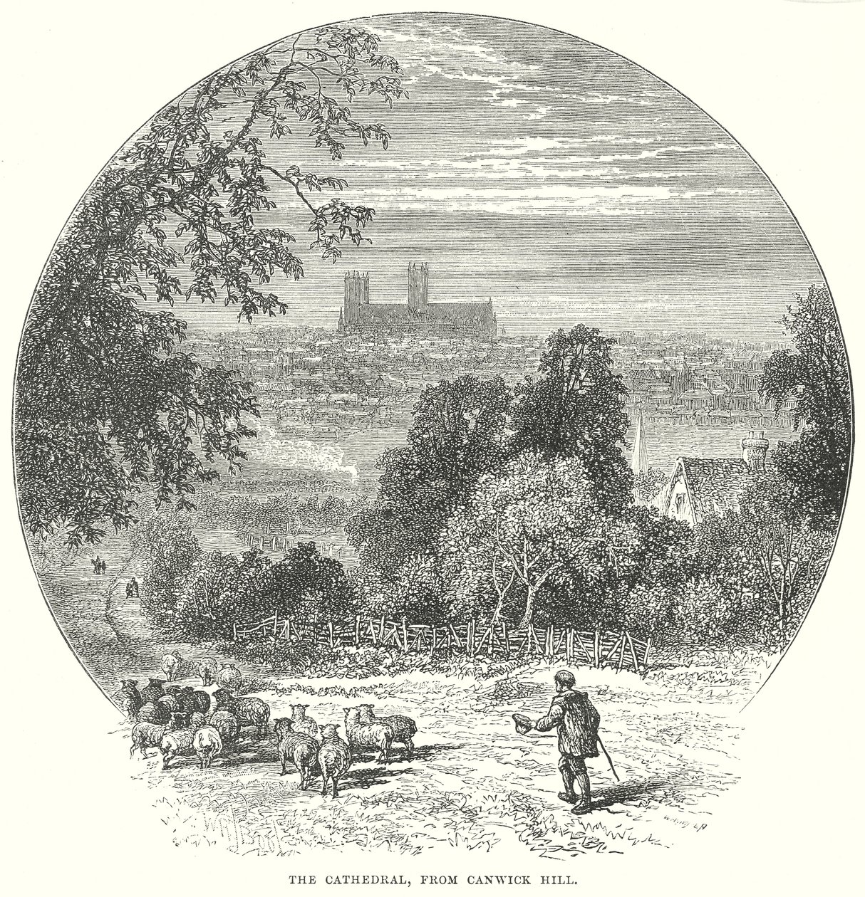 The Cathedral, from Canwick Hill by English School