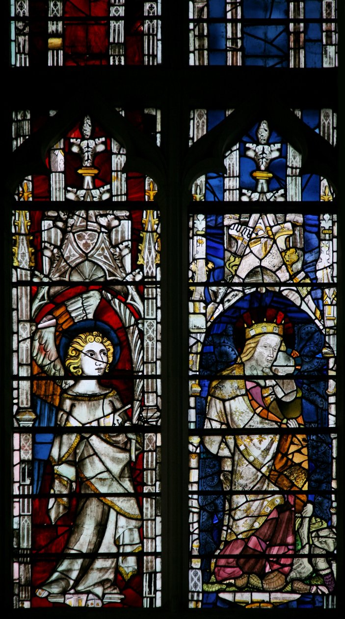 The East window depicting an angel and the Virgin and Child by English School
