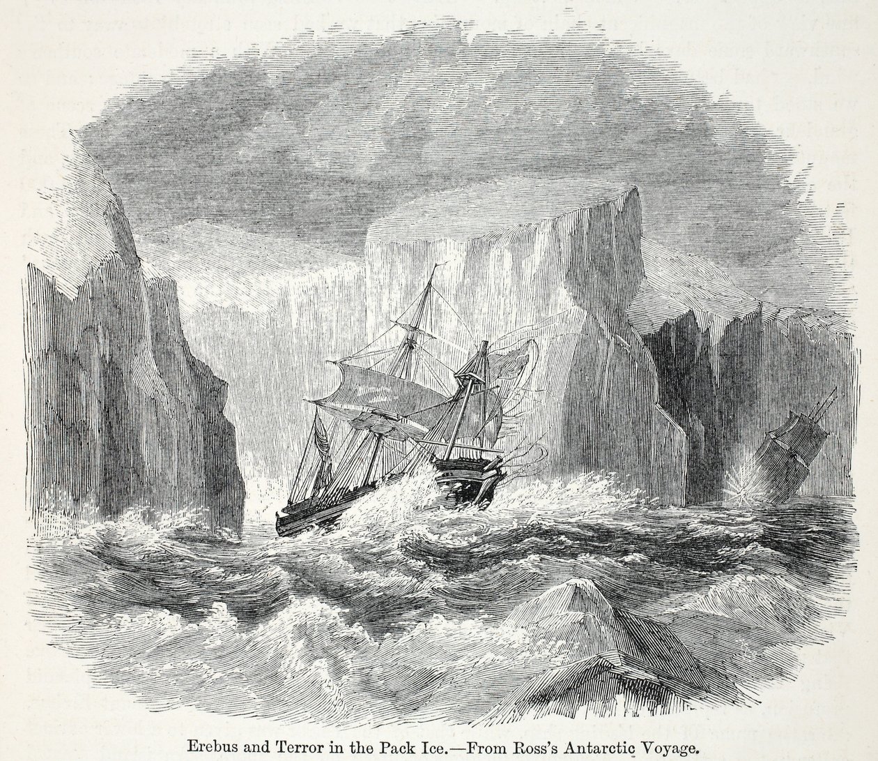 The Erebus and the Terror Among Icebergs by English School