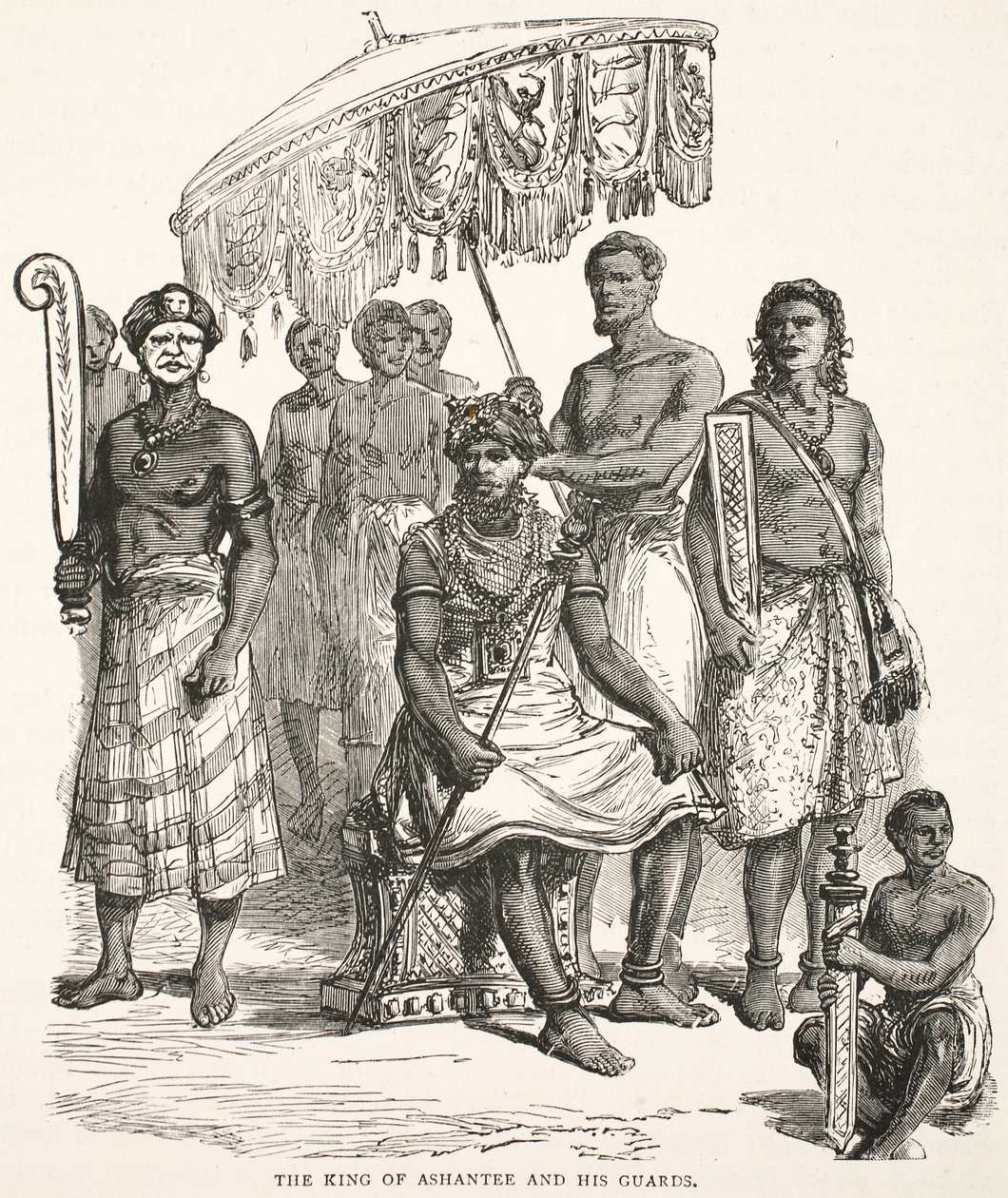 The King of Ashantee and his guards by English School