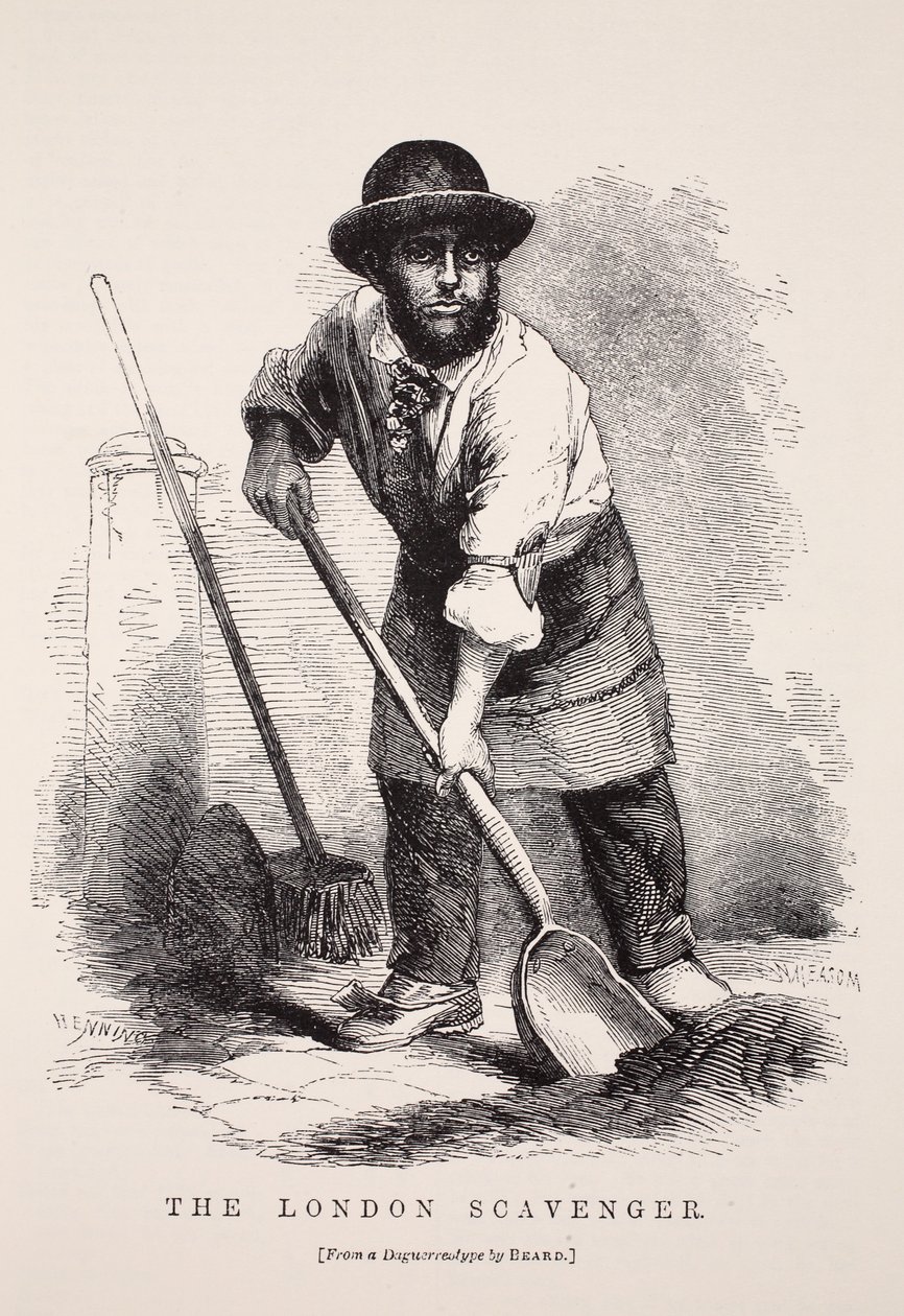 The London Scavenger, after a daguerreotype by Richard Beard, illustration from London Labour and London Poor by Henry Mayhew, pub. 1862 by English School