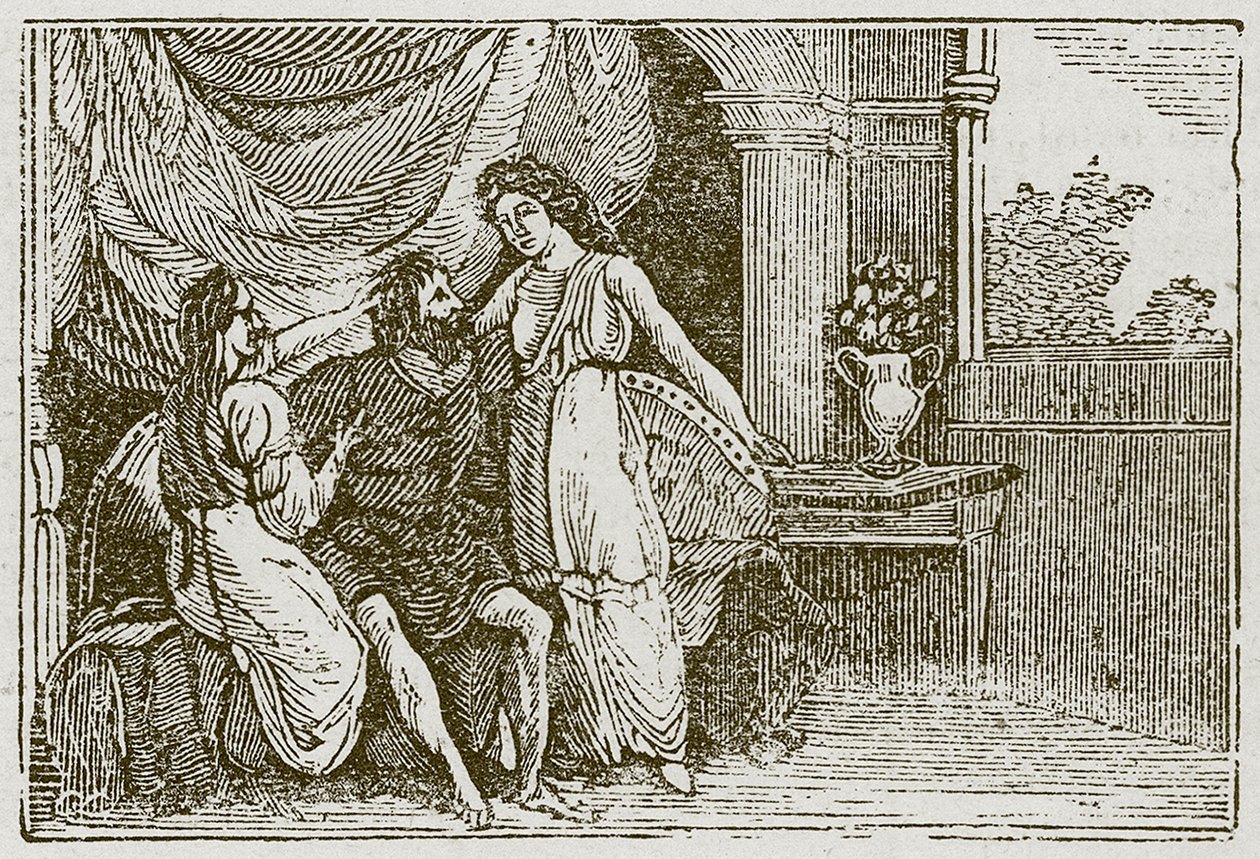 The Man and His Two Wives by English School
