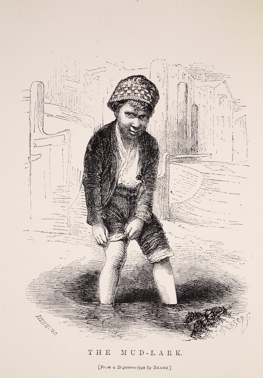 The Mud-Lark, after a daguerreotype by Richard Beard, illustration from London Labour and London Poor by Henry Mayhew, pub. 1862 by English School