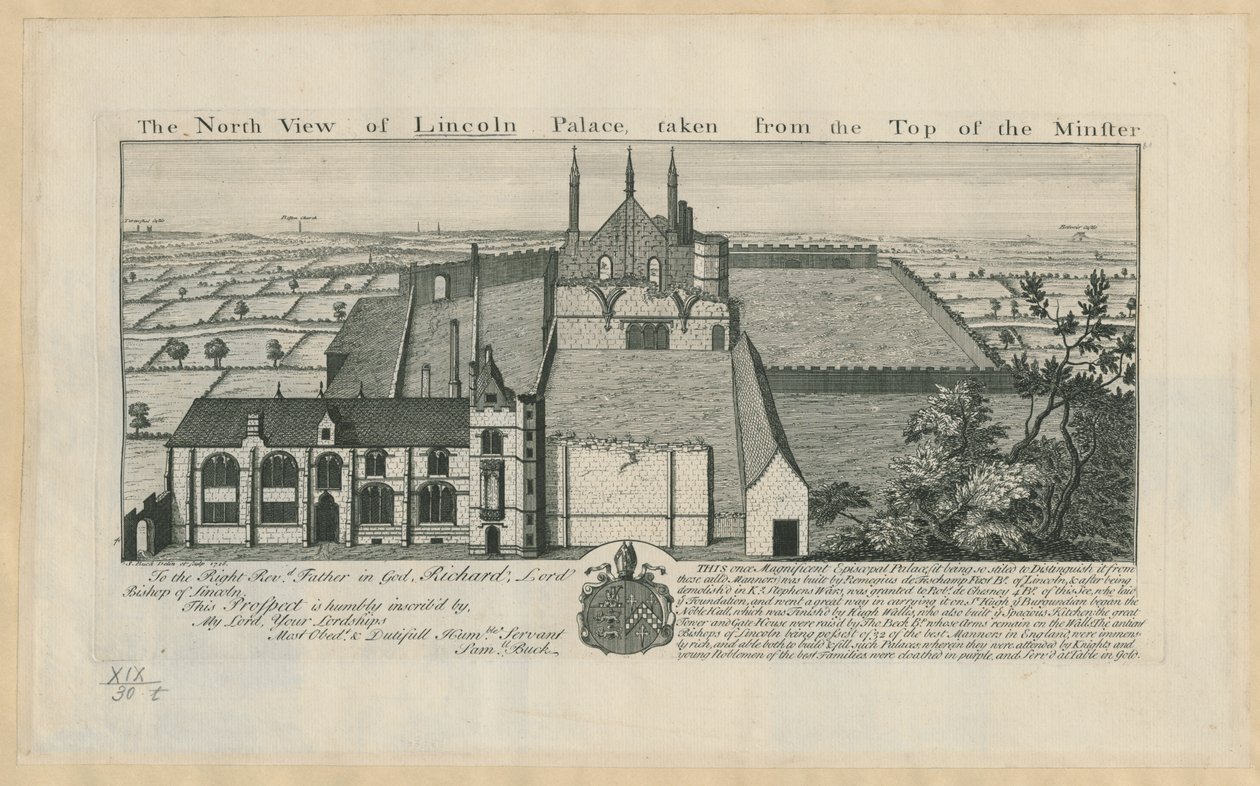 The North View of Lincoln Palace, Taken from the Top of the Minster by English School