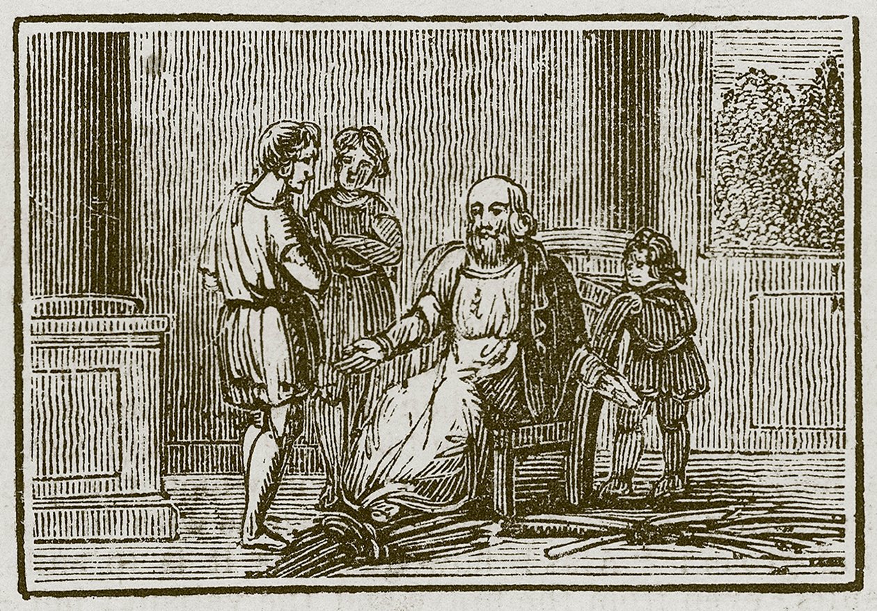 The Old Man and His Sons (engraving) by English School