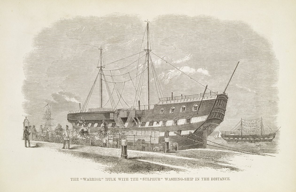 The Warrior Hulk with the Sulphur Washing-Ship in the Distance, from The Criminal Prisons of London and Scenes of Prison Life by Henry Mayhew and John Binny, 1862 by English School