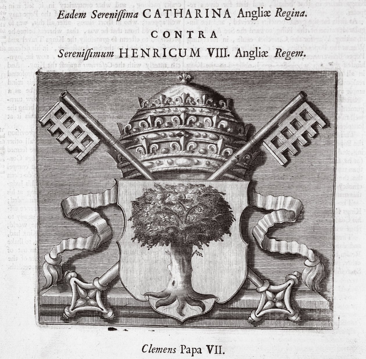 The arms of Pope Clement VII, illustration from Acts and Monuments by John Foxe, ninth edition, published 1684 by English School