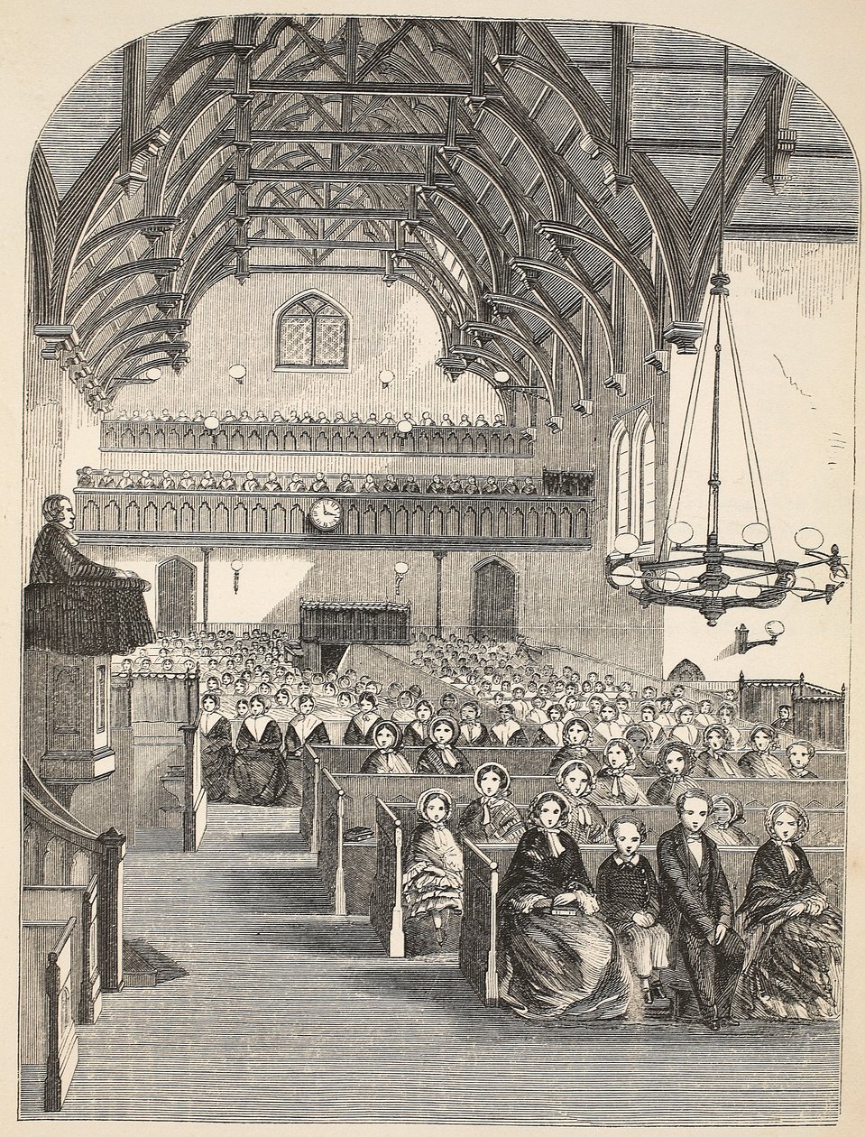 The chapel at Brixton, illustration from The Criminal Prisons of London and Scenes from Prison Life by Henry Mayhew and John Binny, pub. 1862 by English School