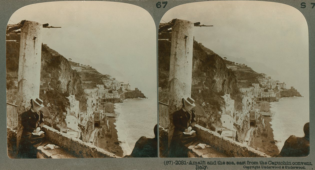 The Coast of Amalfi and the Bay of Salerno from a Converted Convent, a Stereoscopic View by English School